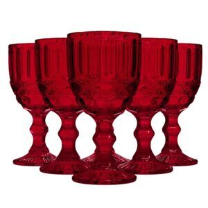 Elle Decor Vintage Wineglasses, Set of 6 - 8.4oz - Lead Free & BPA Free Dri